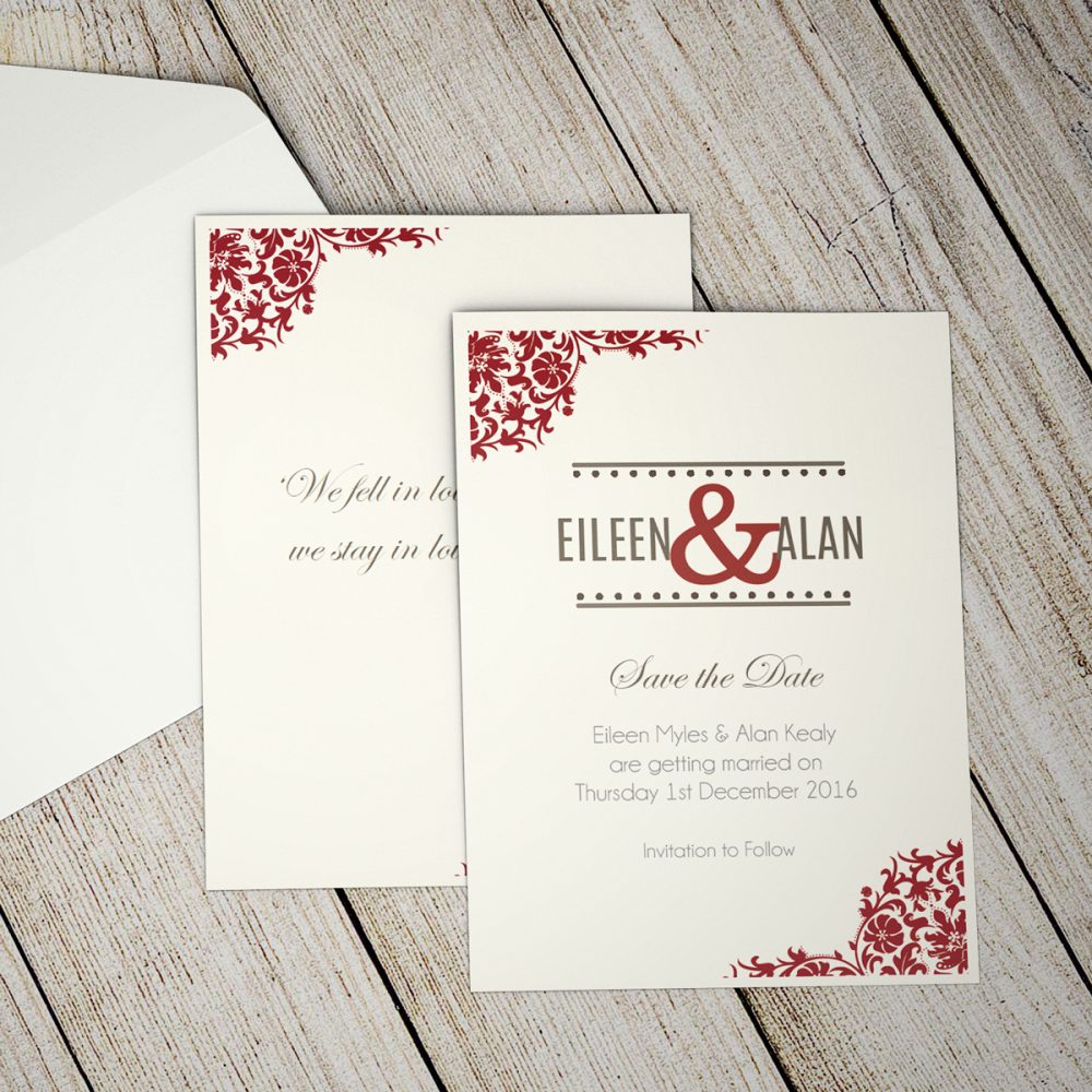 Vintage Floral Red wedding stationery collection