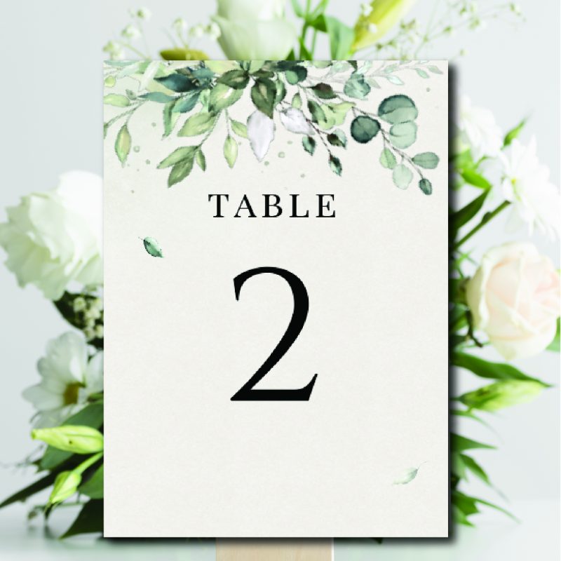 Botanical wedding table number