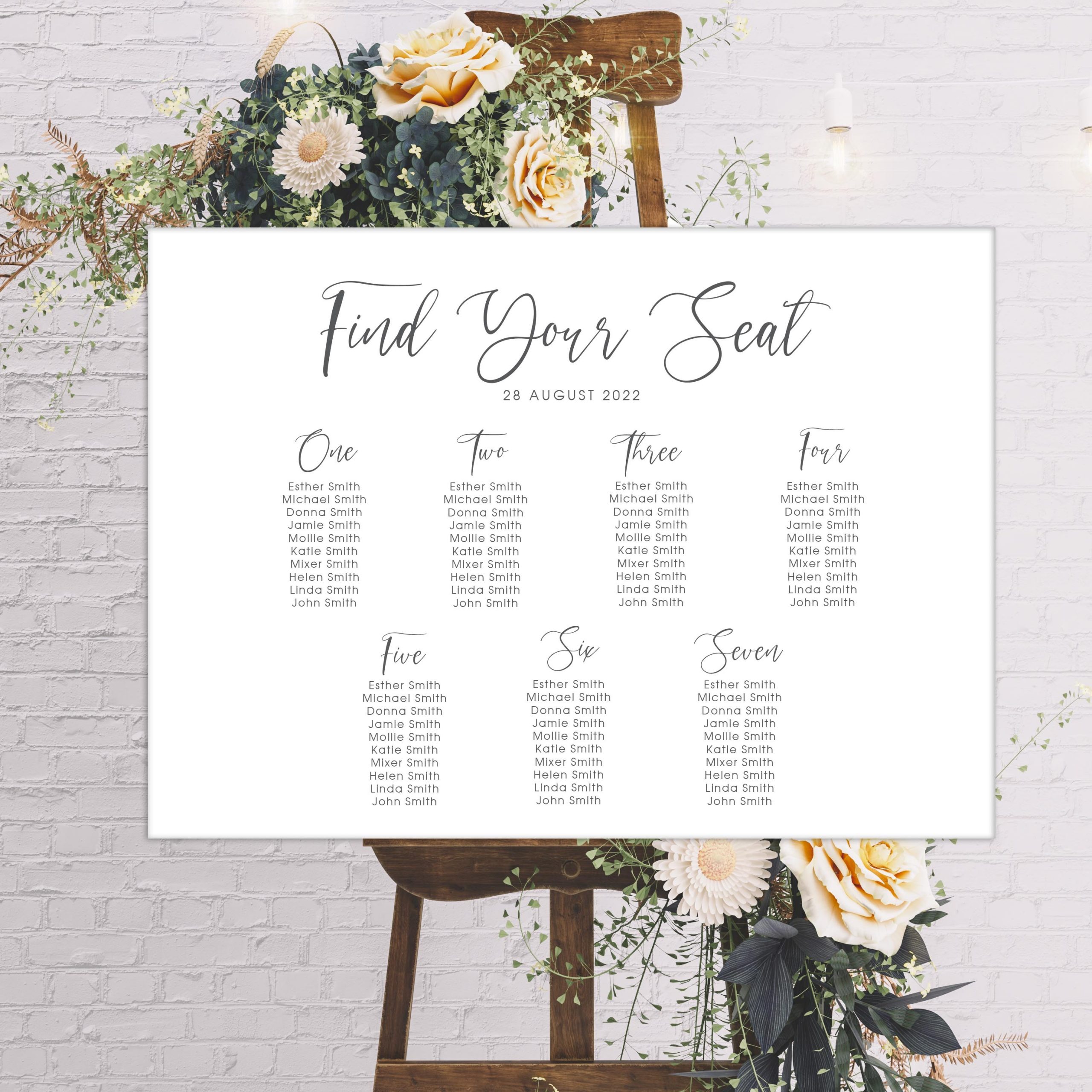 find your seat wedding table plan