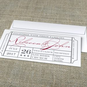 ticket style wedding invites