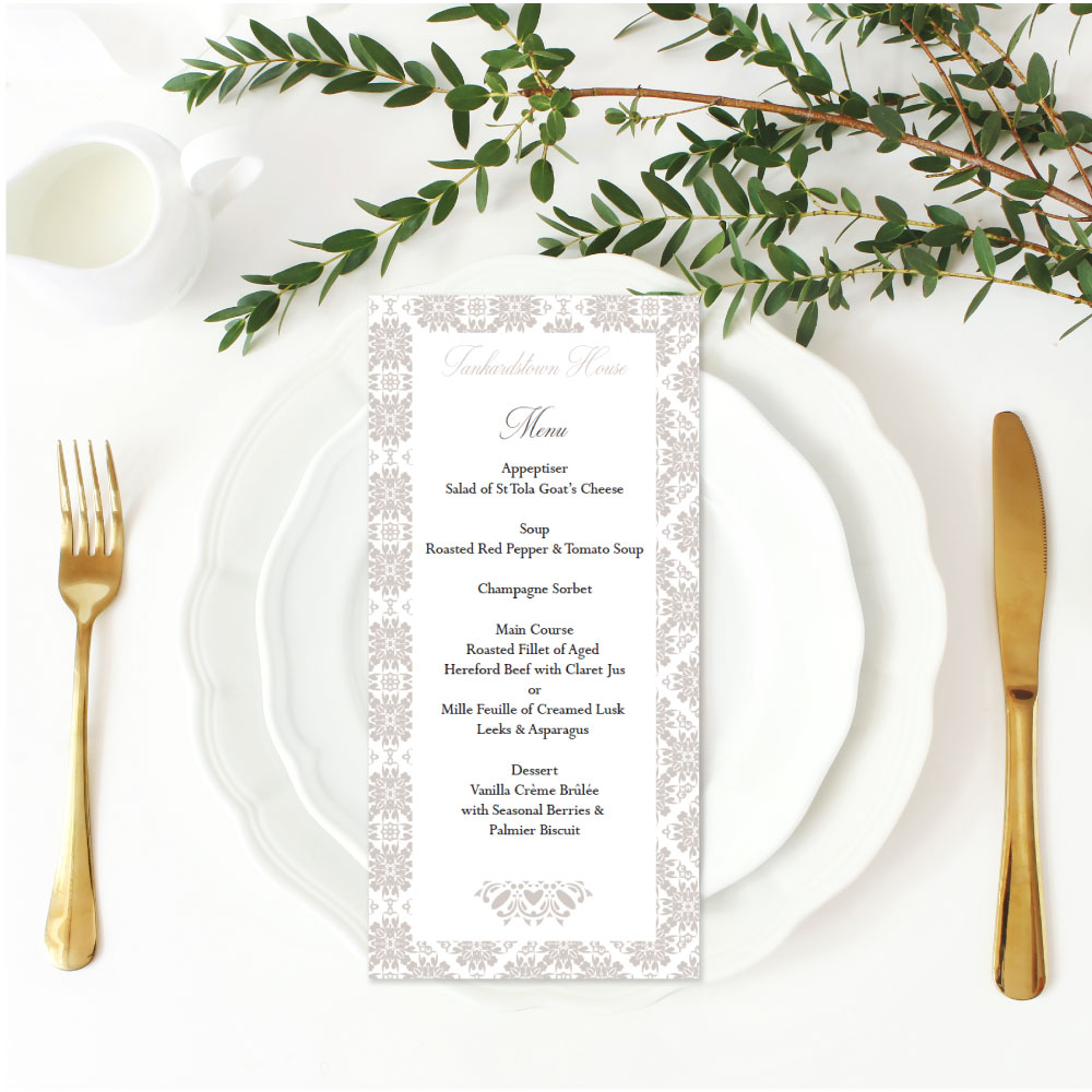 Wedding Menu Cards - TheAisle.ie | Premium Wedding Stationery Printing
