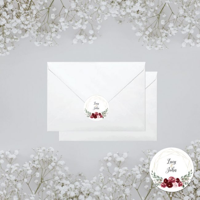 burgundy bouquet envelope seal