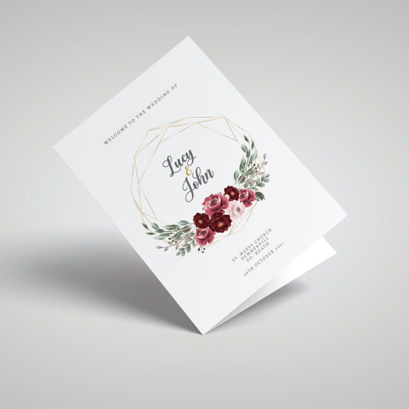 Burgundy Bouquet ceremony booklet