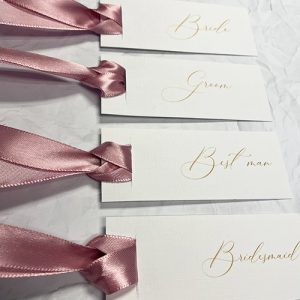 wedding place cards ribbon