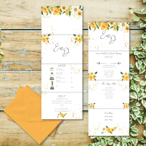 Yellow Bouquet concertina wedding invitation