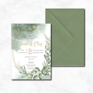 Gold Fern leaf wedding invite