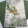Botanical green foilage vellum wedding invitation