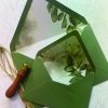 Botanical green leaf envelope liner