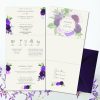 Lilac purple flower bouquet concertina wedding invite