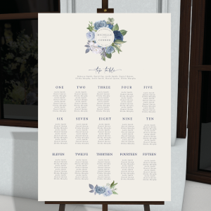 Blue bouquet table plan
