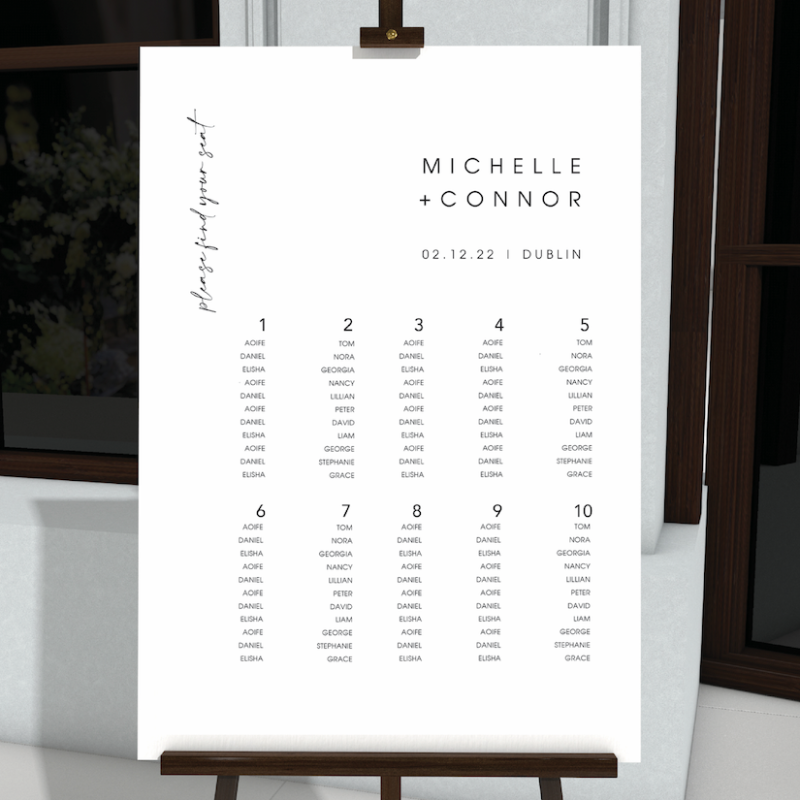 Black and white table plan