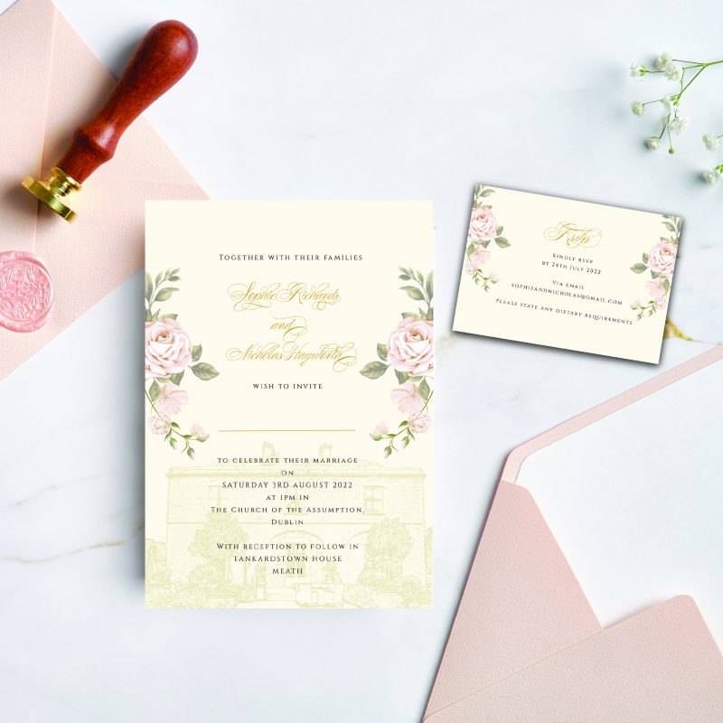 Tankardstown collection wedding invitation rsvp wax seal