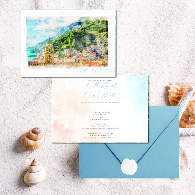 Amalfi Coast watercolour invite