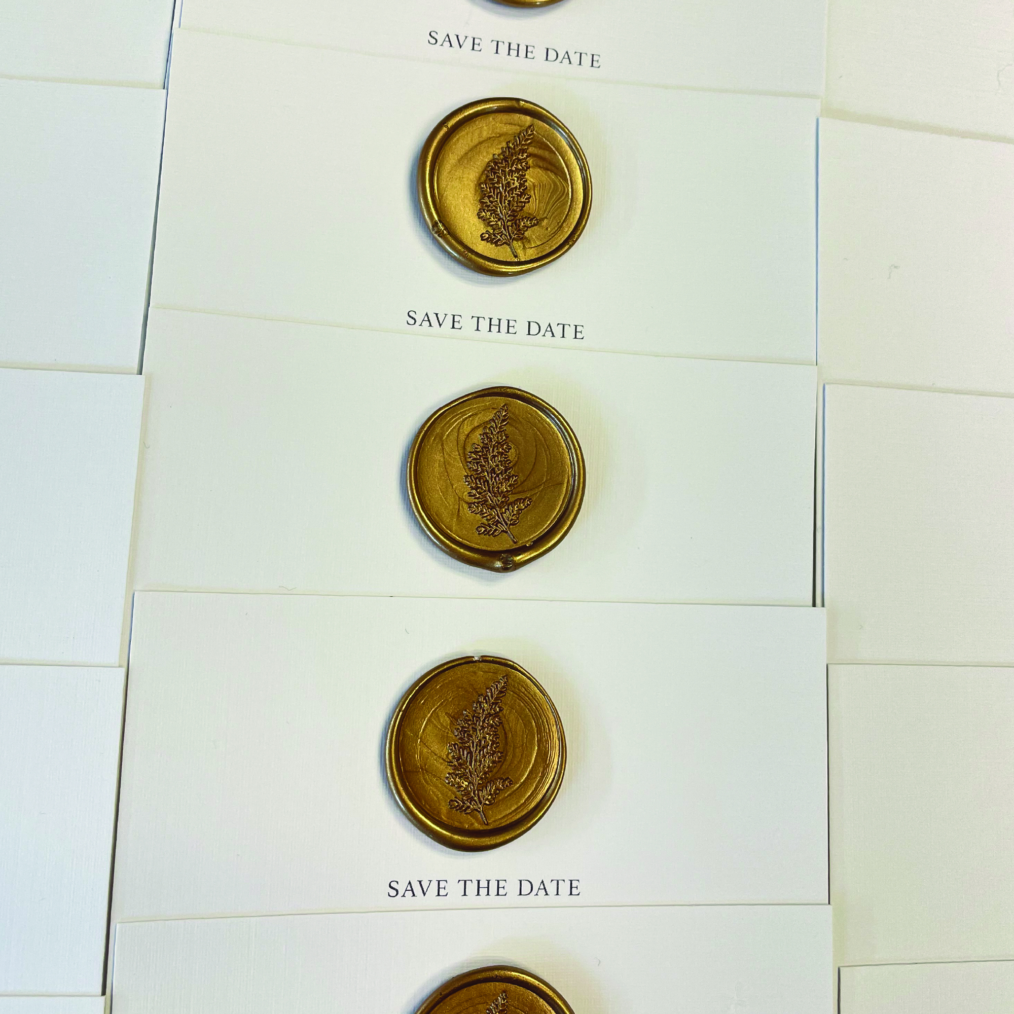 A6 save the date gold wax sealClassic with gold wax seal