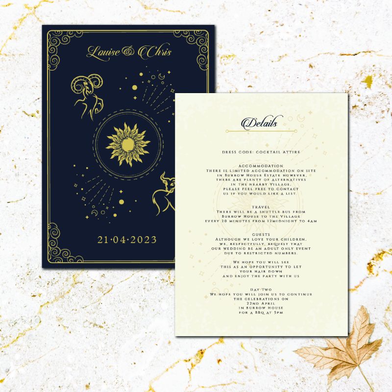 Astrology details wedding card