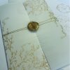 Gold vine wedding invitation vellum wax seal