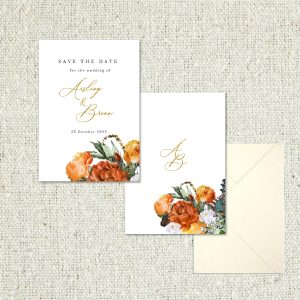 Rustic bouquet save the date