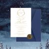 The Ashley winter wedding invitation vellum sleeve wax seal