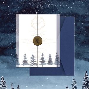 The Ashley winter wedding invitation vellum sleeve wax seal