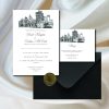 Clontarf castle venue sketch wedding invite&rsvp