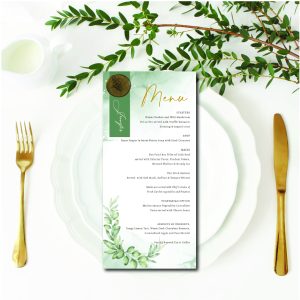 Gold fern named wedding menu