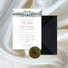 Johnstown Estate illustrated wedding invitation & wax seal