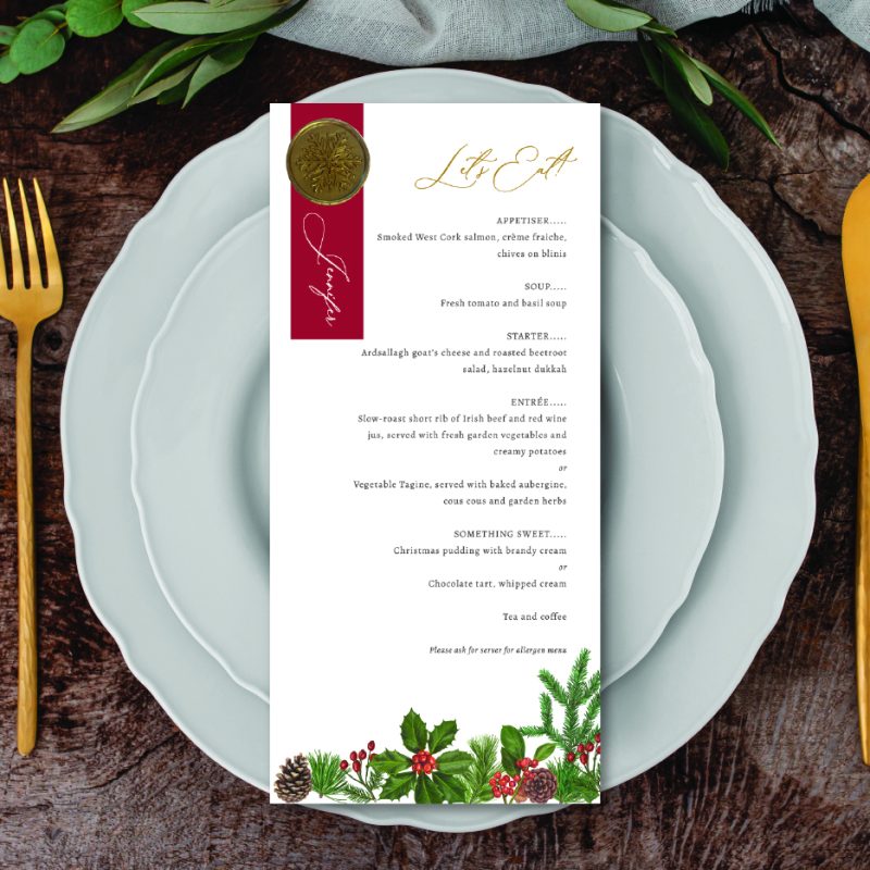 Wedding xmas menu wax seal