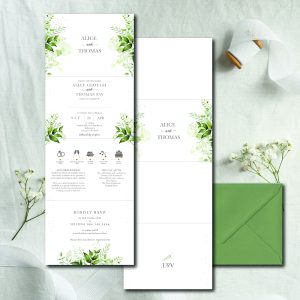 Sage Watercolour concertina wedding invitation