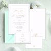 Venetian blue&gold invitation with rsvp&details vellum sleeve
