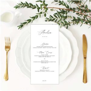individually named wedding menu