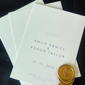 Embossed Save the dates close up