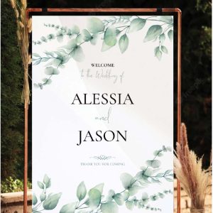 eucalyptus wedding welcome sign