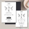 Monochrome floral wedding invite