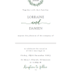 Green wreath wedding invitation