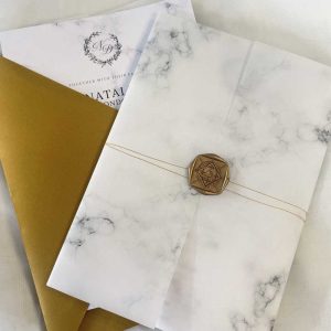 Marble-vellum-wedding-invitation-with-wax-seal