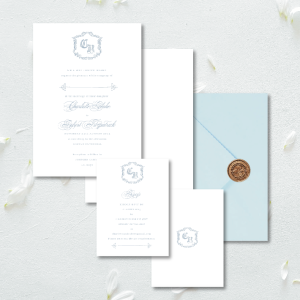 French blue wedding invitation wax seal