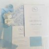 French blue wedding invitation details card envelope liner