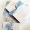 French blue wedding invitation details card envelope liner