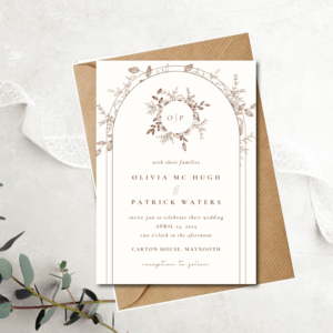 Eden Arch wedding invitation rustic, garden inspired, recycled