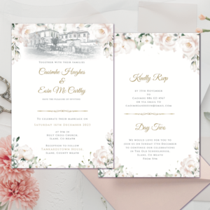 Blush Rose Venue illustration wedding invitation