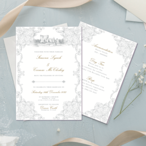 Fleur de lis wedding invitation Bridgerton style