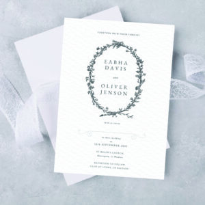 Vintage wreath simple wedding invitation