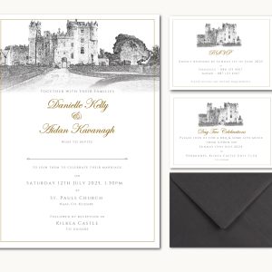 Venue illustration sketch wedding invitation