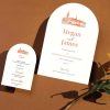 arch die cut wedding invitation details card