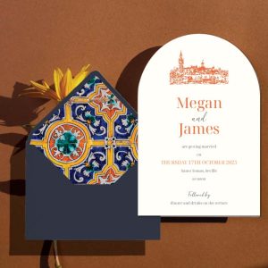seville arch die cut wedding invitation envelope liner