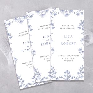 Teal Posies wedding ceremony leaflet