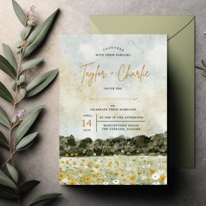 Watercolour Fields wedding invitation