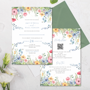 Wildflower bouquet wedding invitation