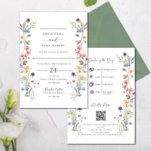 wildflower arch wedding invitation
