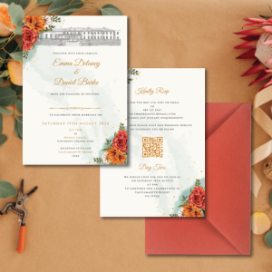 Autumn flowers wedding invitation